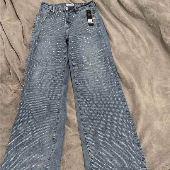 Fashion Nova Denim - Fashion Nova Zahra Straight Embellished Straight Leg Jeans